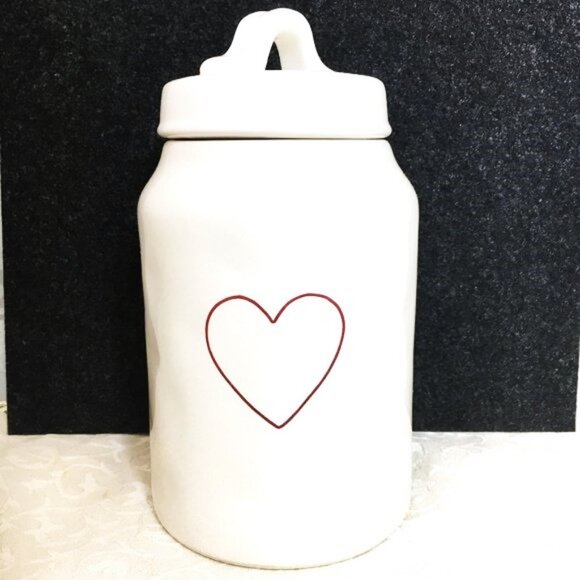 Rae Dunn Red Heart  Artisan Collection by Magenta Storage Ceramic Canister - Picture 1 of 8